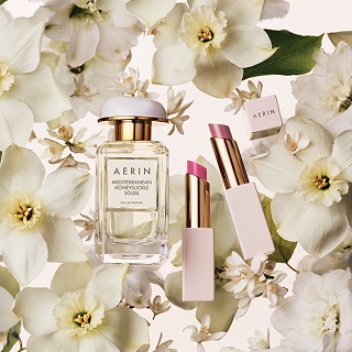 photo of aerin mediterranean honeysuckle soleil collection with fragrance and tinted lip balms