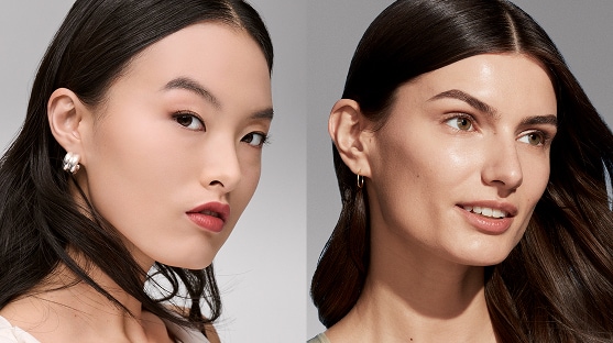 photo of women with dewy vs matte makeup
