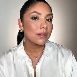 photo of woman with golden makeup look