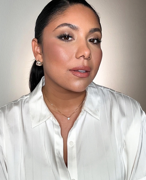 photo of woman with golden makeup look